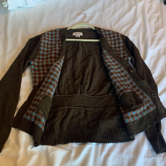 Original Penguin Mens Blue and Brown Plaid Cardigan Size M - Picture 6 of 6